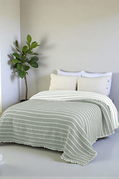 Cottonest Luxury 4-Layer Multi Muslin 100% Cotton Double Bedspread 230X250 cm King Size with 2 Pillows