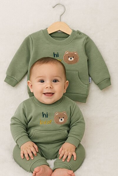 Tuem Baby %100 Pamuk Uzun Kollu Polarlı 3 ip Erkek Bebek Takım