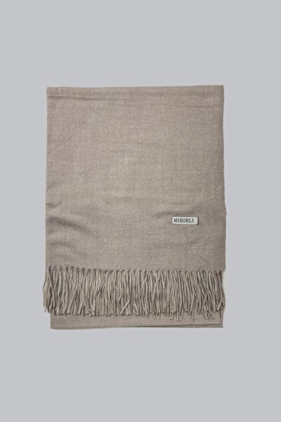 Mısırlı Stone Solid Color Tassels Thick Warm Stylish Winter Wool Shoulder Shawl