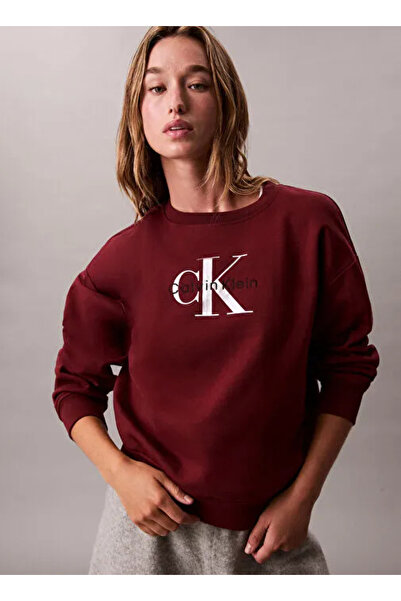 Calvin Klein Ck Lv047b234g Ls Monologo French Terry Rlxd Cr Sweatshirts نسائية