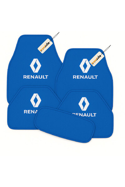 trivexa Renault Logolu 5'li Mavi Oto Halı Paspas Seti – Kaymaz Tabanlı, Araç ...