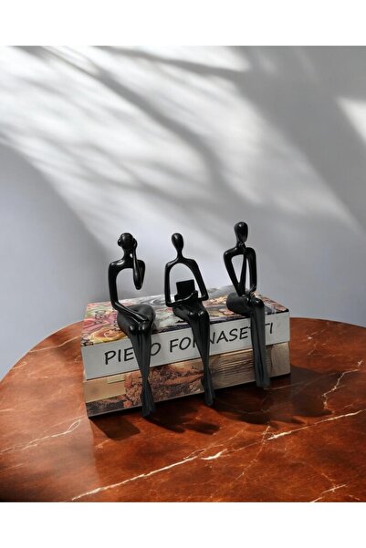 Genel Markalar 3'lü Oturan İnsan Dekoratif Polyester Obje Siyah