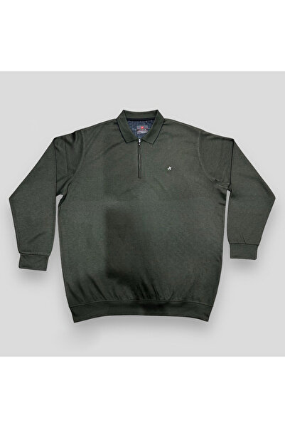 ANNEX Plus Size Polo Collar Zipper Closure Cotton Men's Sweater