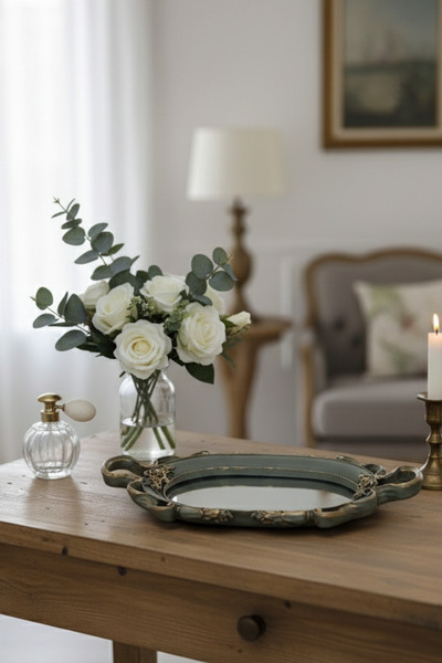 Hanlar Home Stylish Carved Mirrored Classic Presentation Tray