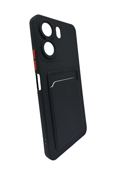 Generic Hard Silicone Back Cover With Card Pocket For Xiaomi Redmi 13C 4G - Black
