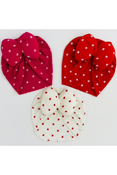 Bebekino Sevimli Desenli Fiyonklu Bone 3’lü Paket – 0-18 ay İçin Uygun