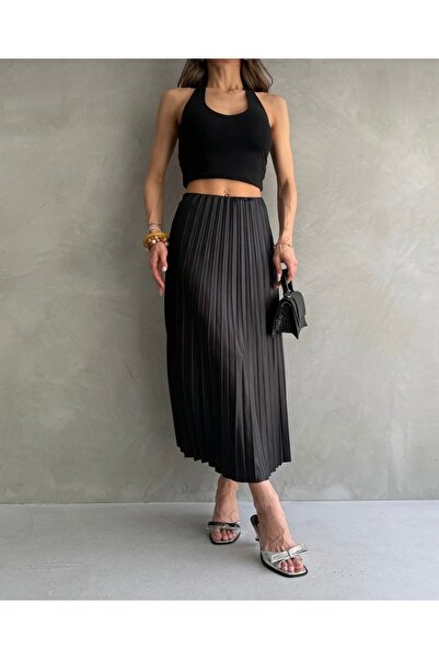 Butik SATEN GÖRÜNÜMLÜ PİLİSELİ ETEK