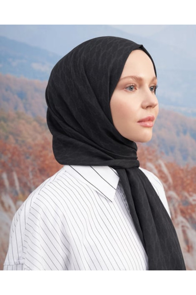 ARMANDA A desenli Cotton Monogram Şal - Siyah