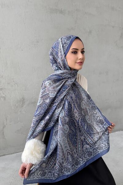 Byedauzunlar Şal din mătase modal Indigo Milena
