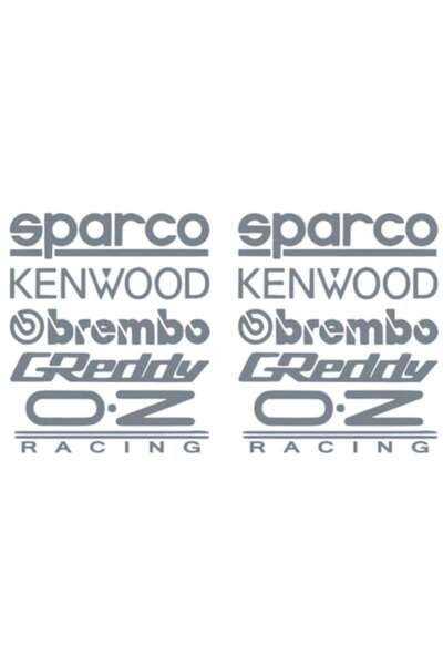 Oracal 651 Set 2 bucati, 5 stickere Sponsori Sparco, Kenwood, Brembo, Greddy, OZ, gri, 24x20cm