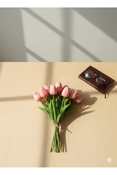 ttvagon Çiçek Pembe Islak Lale 10Adet 27 Cm-Yapay Çiçek