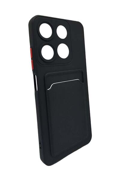 Generic Hard Silicone Back Cover With Card Pocket For itel A05s - Black