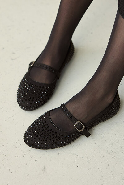 MİLAYA SHOES Parla Stone Detail Women's Flat Shoes