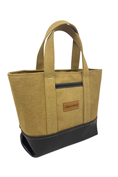 Urban Bag Urbanbag Canvas Shoulder Bag Mustard Black Leather