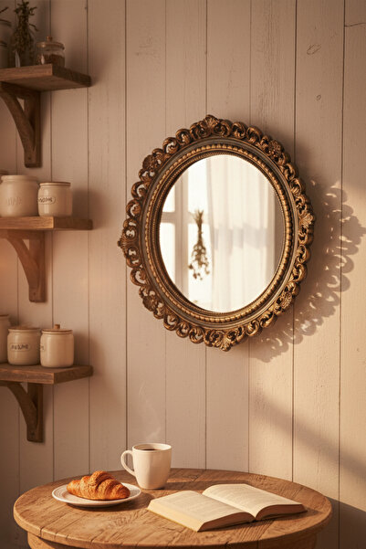 Hanlar Home Dekoratif Hediyelik Yuvarlak Dantel Ayna