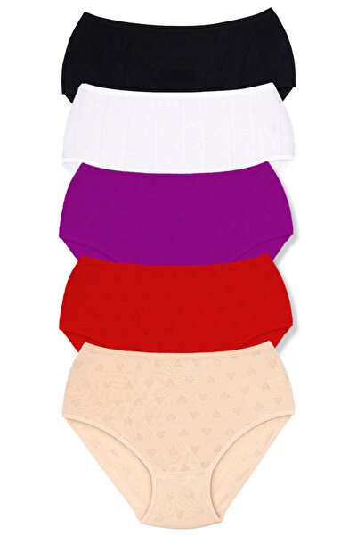 Lantliv 5 Pieces Women's Heart Patterned Cotton Panties, Women's Underwear,