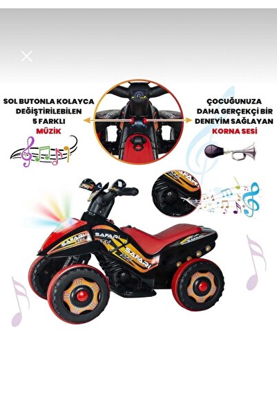 LİFİİ RENKLİ LED IŞIKLI MÜZİKLİ AKÜLÜ ATV ÇOCUK MOTORU