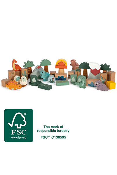 Small Foot Blocuri de construcție din lemn - Dinozauri,