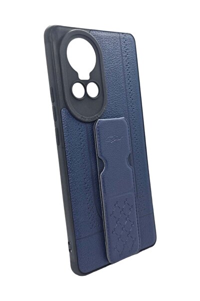 Generic Leather Back Cover With Holder For Oppo Reno 10 & Reno 10 Pro - Blue