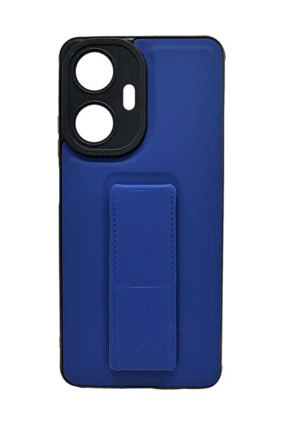 Generic Leather Back Cover With Holder For Realme C55 - Blue