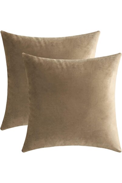 Pyramid Home 2-Piece Velvet Textured Throw Pillow Cover Standard Size Mink Soft Velvet Textured Plain Throw Pillow Cover