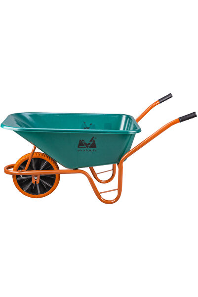 Evotools Wheelbarrow with Plastic Bucket and Slim Polyurethane Wheel with Plastic Rim 90 l