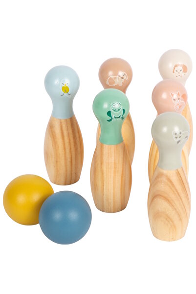 Small Foot Set de bowling din lemn - Garden Buddies,