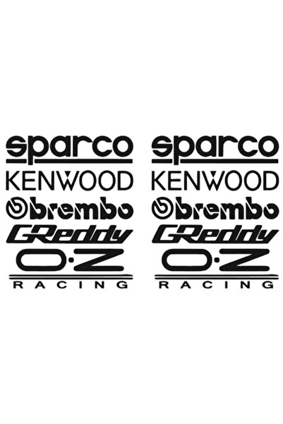Oracal 651 Set 2 bucati, 5 stickere Sponsori Sparco, Kenwood, Brembo, Greddy, OZ, negru, 24x20cm