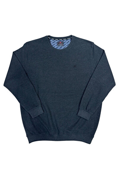 ANNEX Plus Size Solid Color Crew Neck Cotton Men's Sweat Pullover