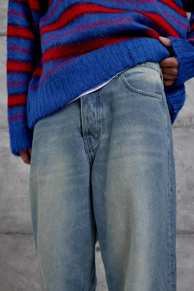 NOMARC Лациверт GST BAGGY KALIP TAŞLAMALI JEAN