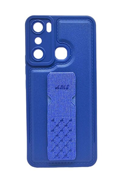 Generic Leather Back Cover With Holder For Infinix Hot 20i - Blue