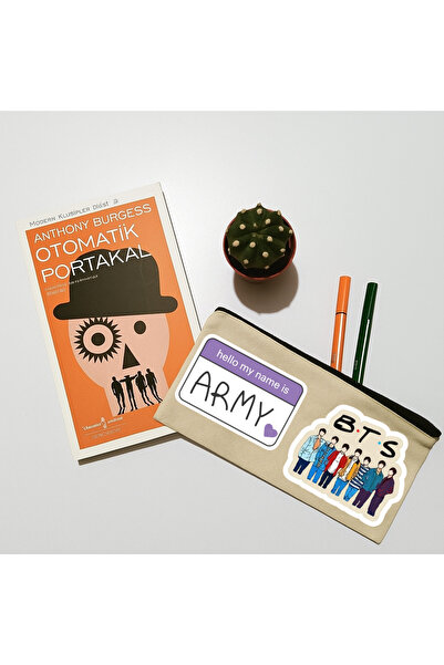 lovver حقيبة مكياج من القماش من مجموعة BTS مطبوع، حامل أقلام، حقيبة يد