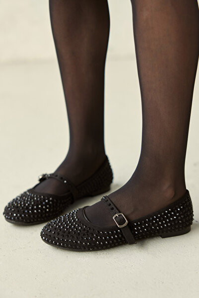 MİLAYA SHOES Parla Stone Detail Women's Flat Shoes