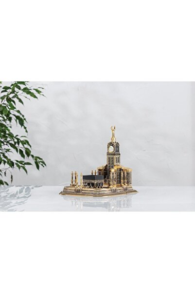 Hanlar Home Masjid-I Haram Gold Size: 26X26 Length: 28 Cm. Watch in Working Order (Private Label)