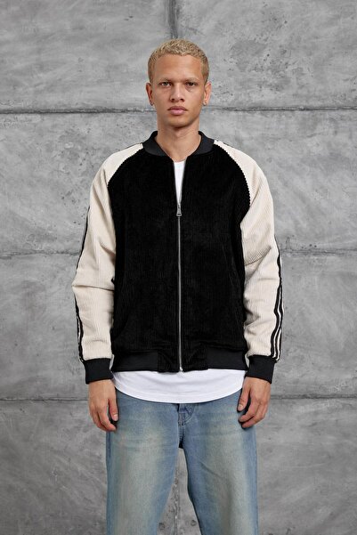 NOMARC Чорна смугаста оксамитова куртка