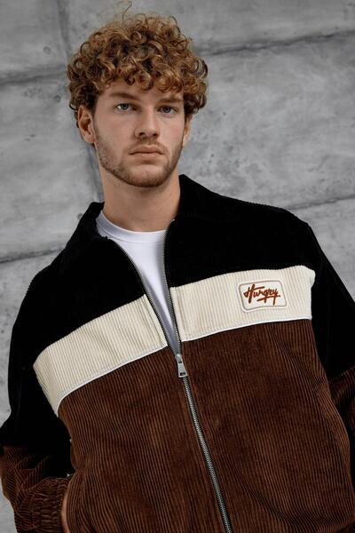 NOMARC Καφέ Nmrc Μπουφάν Oversize με Κομμάτια Βελούδου