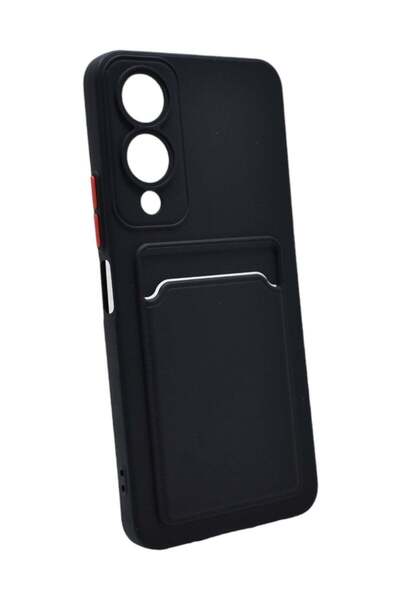 Generic Hard Silicone Back Cover With Card Pocket For Vivo Y28 - Black