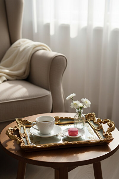 Hanlar Home Stylish Carved Mirrored Classic Presentation Tray