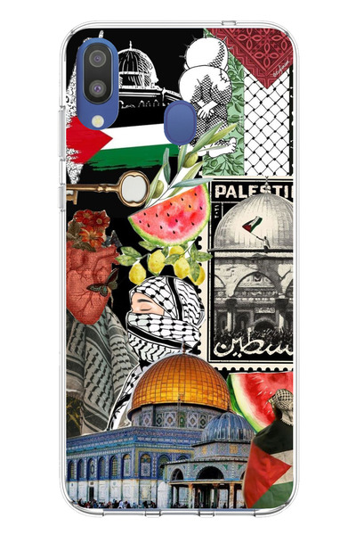 TechTree حافظة سيليكون متوافقة مع هاتف سامسونج جالاكسي M20 من مجموعة فلسطين ف...