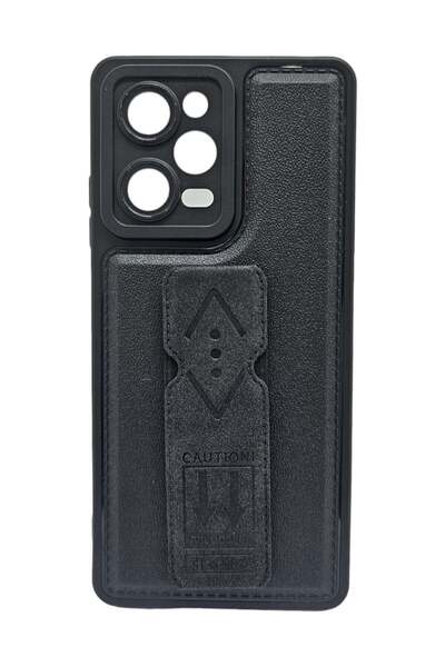 Generic Leather Back Cover With Holder For Xiaomi Redmi Note 12 Pro - Black