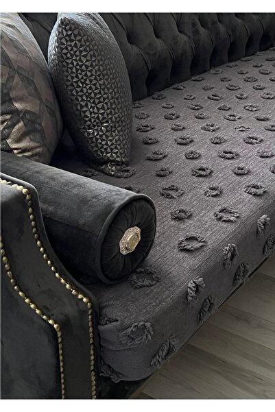 Madamca Sorina Pompon Sofa Cover Anthracite 100*240