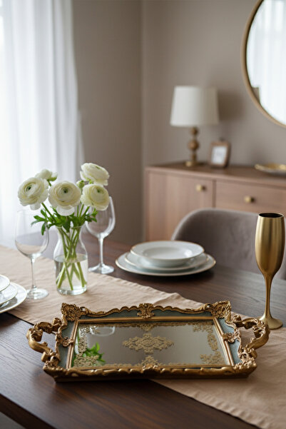 Hanlar Home Stylish Carved Mirrored Classic Presentation Tray