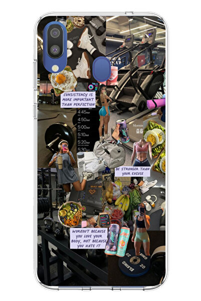 TechTree حافظة سيليكون متوافقة مع هاتف سامسونج جالاكسي M20، حافظة رياضية للياقة البدنية مطبوع