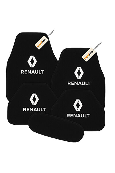 trivexa Renault Logolu 5'li Siyah Oto Halı Paspas Seti – Kaymaz Tabanlı, Araç...
