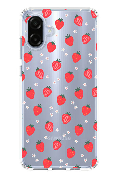 TechTree حافظة سيليكون متوافقة مع هاتف سامسونج جالاكسي A07 بتصميم الفراولة وا...