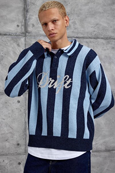 NOMARC Tricotaj albastru 251 cu guler polo