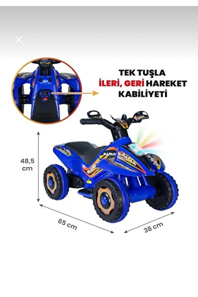 LİFİİ RENKLİ LED IŞIKLI MÜZİKLİ AKÜLÜ ATV ÇOCUK MOTORU