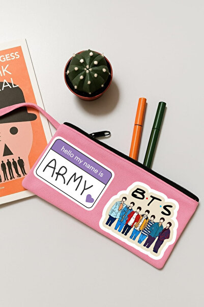 lovver BTS Group Печатна чанта за грим, калъф за моливи, чанта за ръка