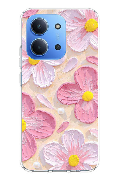 TechTree حافظة سيليكون متوافقة مع هاتف Redmi 15C باللون الوردي والأبيض والأزه...