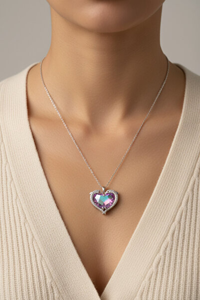 Modacaprea قلادة على شكل قلب دولفين من الفولاذ 45 سم |   قلادة نسائية من الفو...